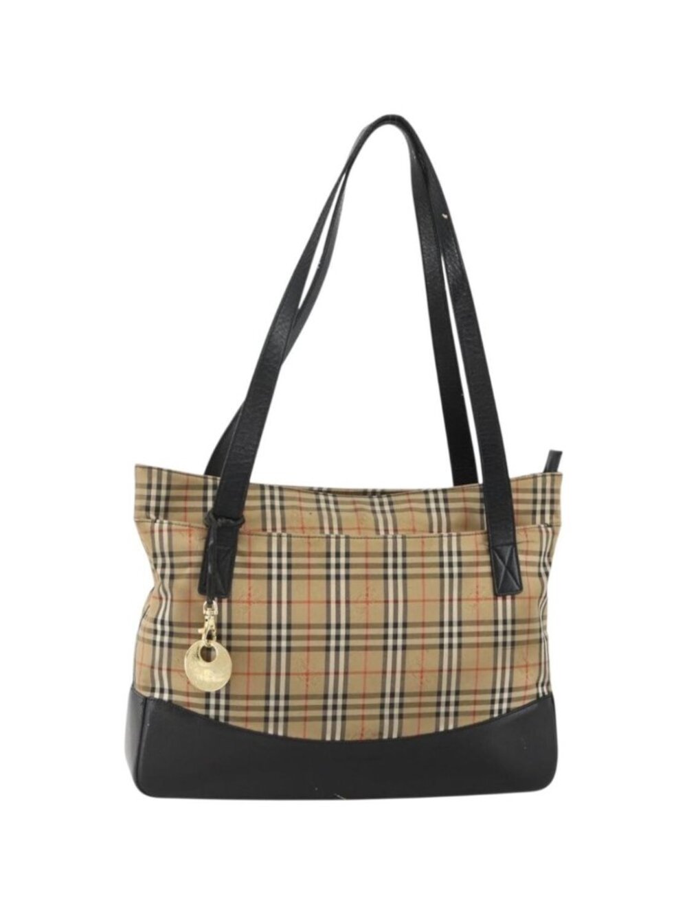BURBERRY Nova Check Tote Bag Canvas Beige Gold
